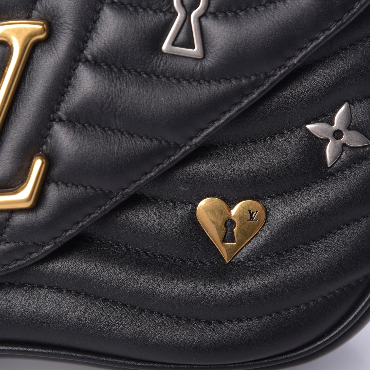 Louis Vuitton Calfskin Love Lock New Wave Chain MM Black 12 of 14