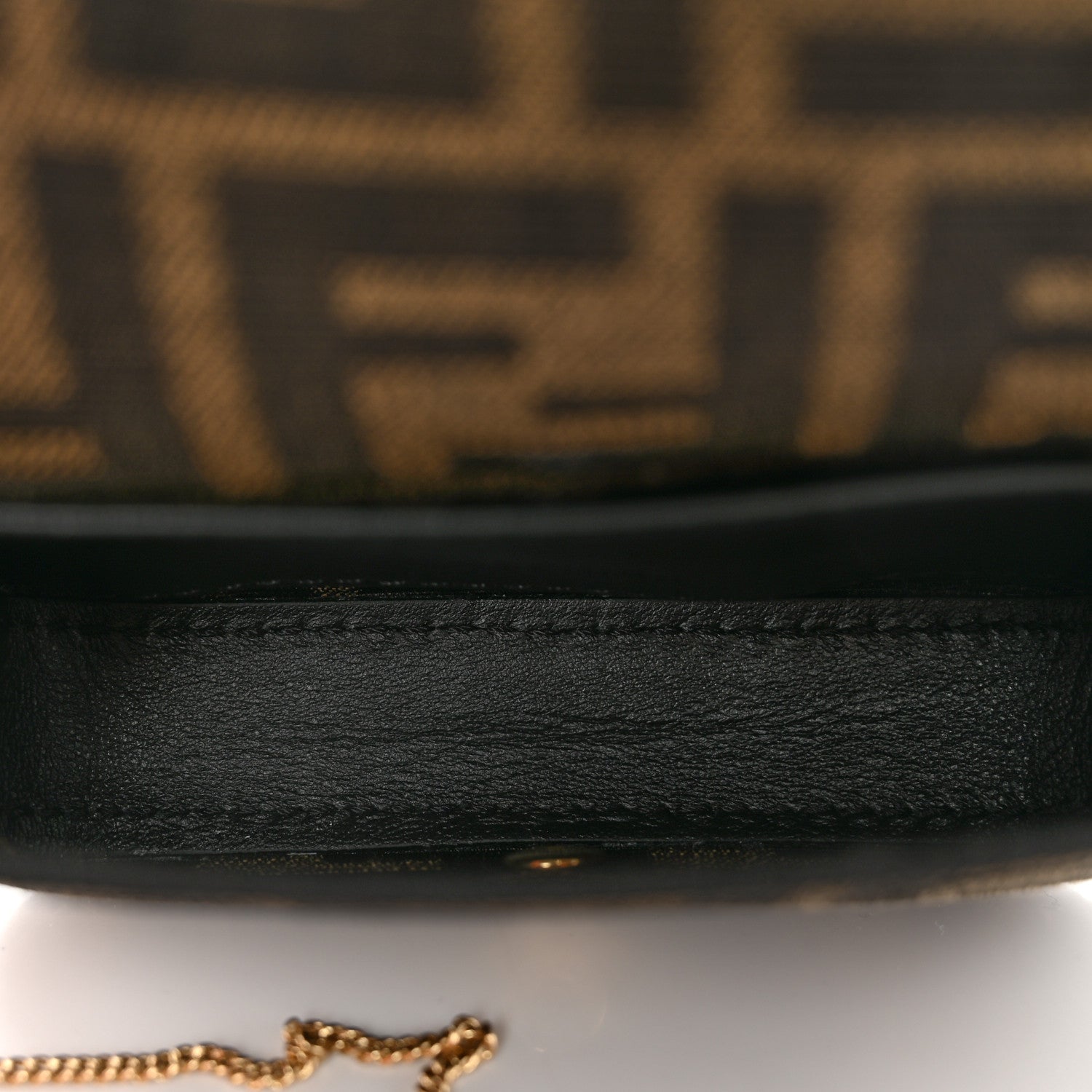 Fendi Fabric Jacquard FF 1974 Nano Baguette Charm Tobacco Moro Black 5 of 9