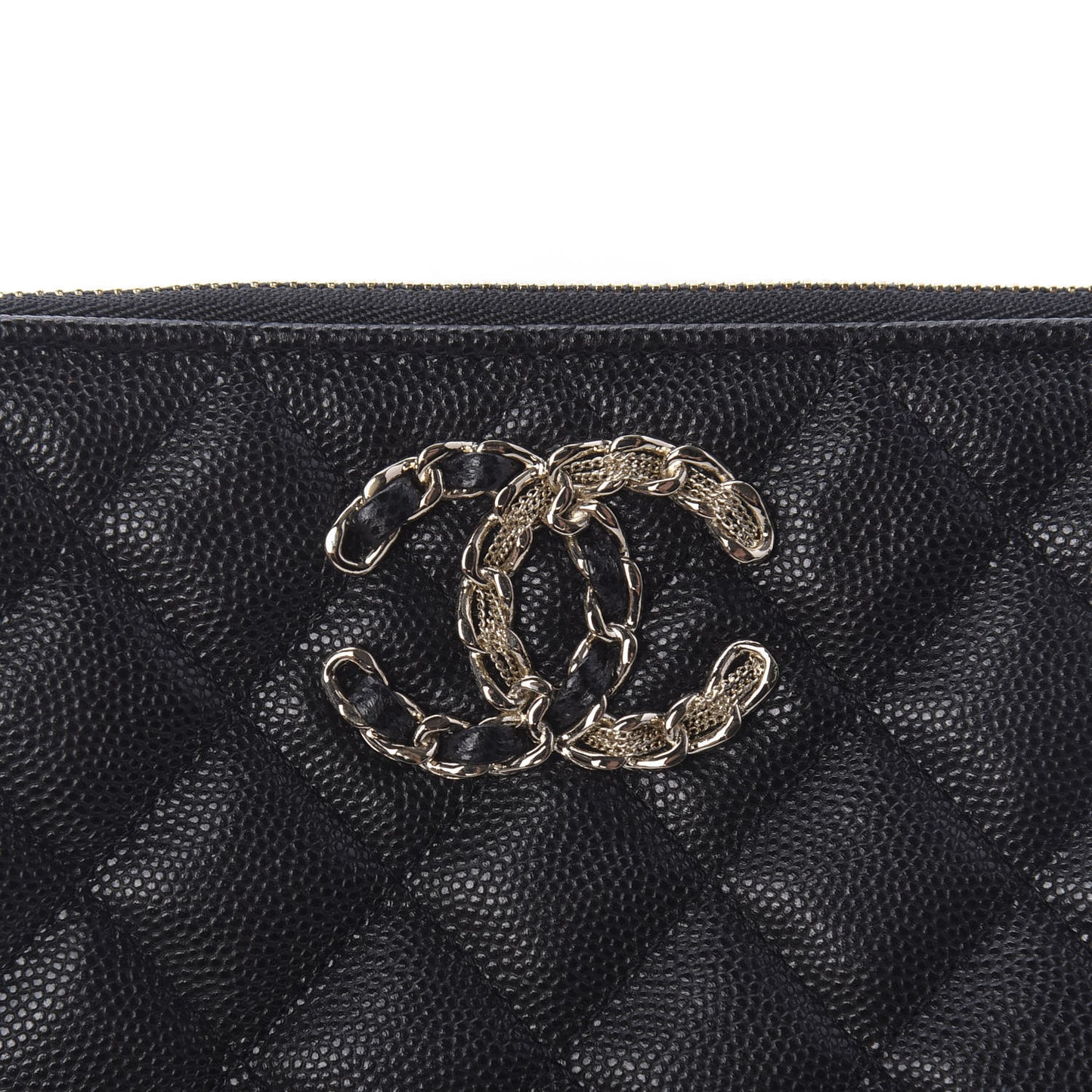 Caviar Quilted French New Wave Small CC Pouch Black