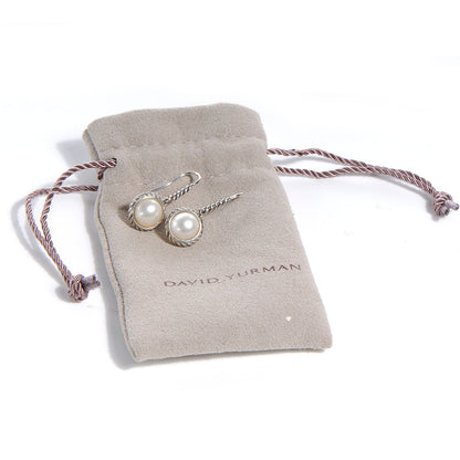 David Yurman Sterling Silver Pearl 9mm Cable Drop Earrings 4 of 4