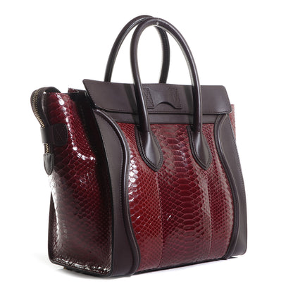 Celine Python Smooth Calfskin Mini Luggage Burgundy 4 of 9