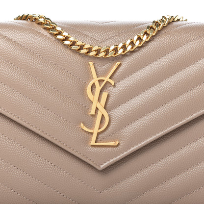 Saint Laurent Grain De Poudre Matelasse Chevron Monogram Chain Wallet Light Taupe 10 of 10