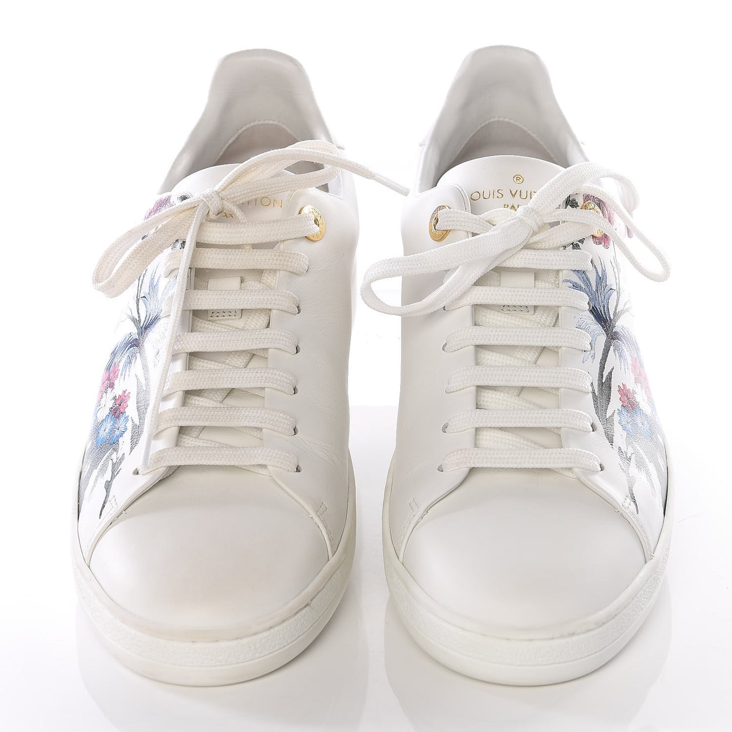 Calfskin Floral Frontrow Sneakers 37.5 White