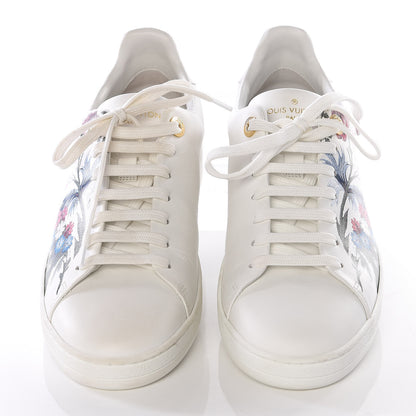 Louis Vuitton Calfskin Floral Frontrow Sneakers 37.5 White 5 of 11