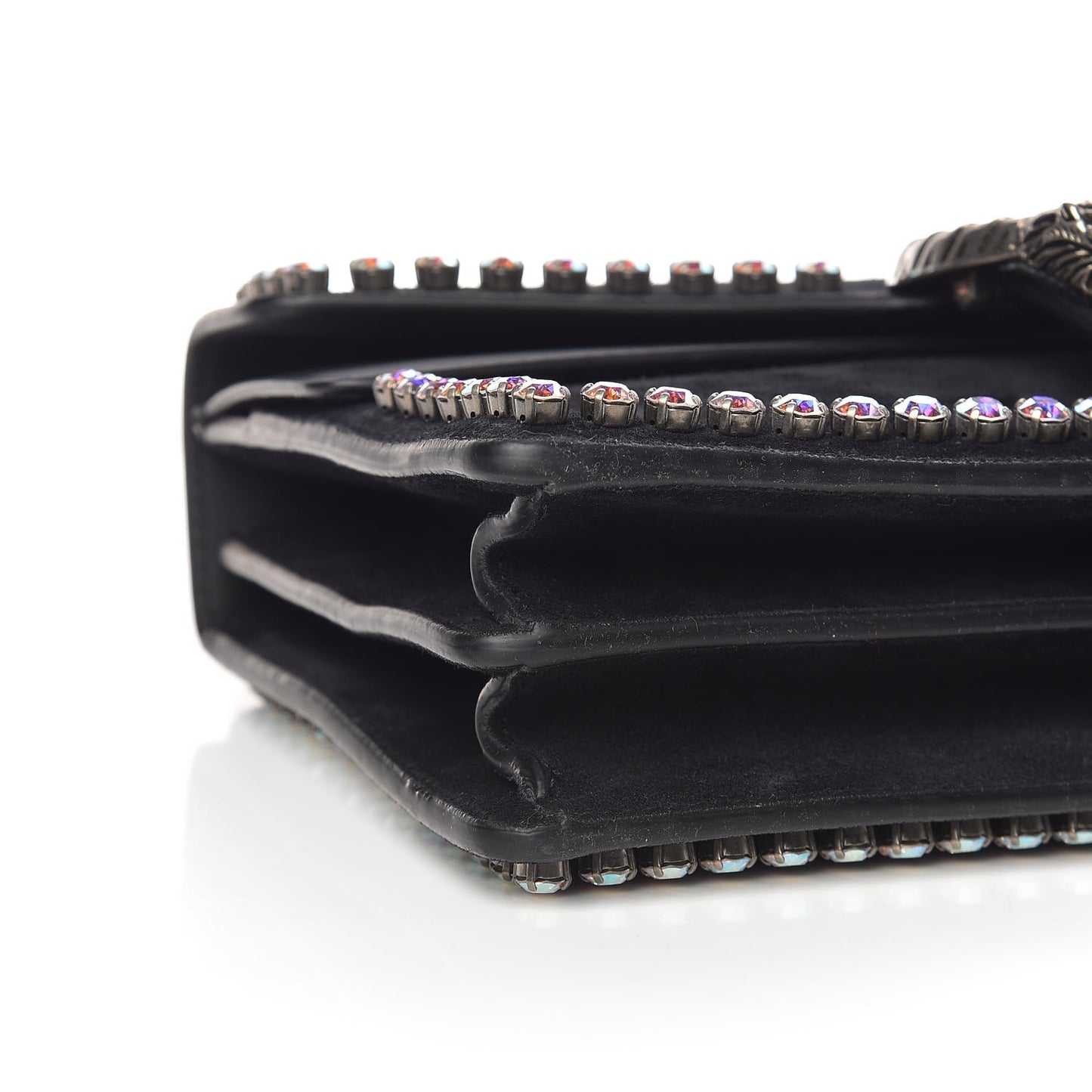 Suede Crystal Small Dionysus Shoulder Bag Black