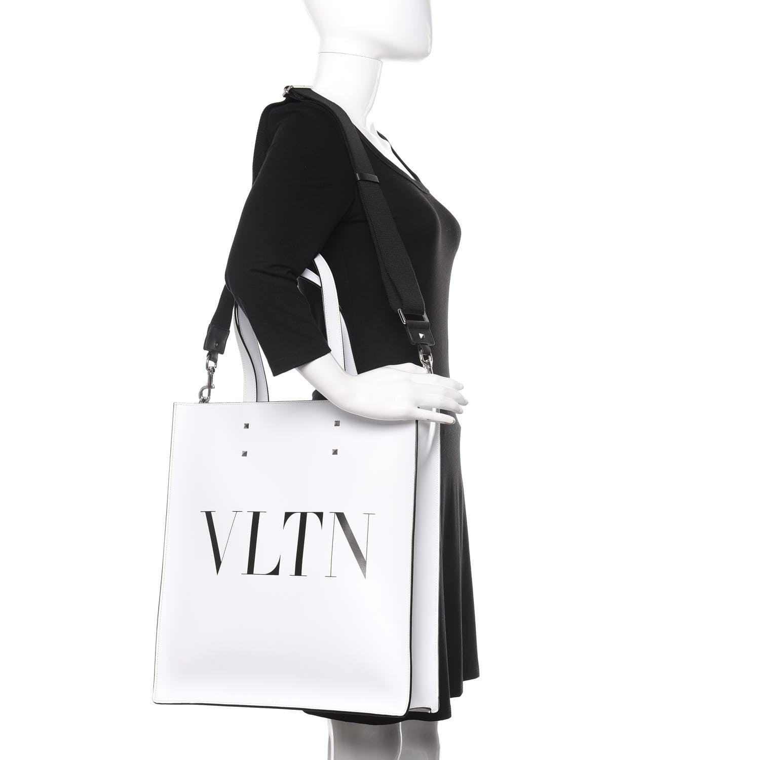 Valentino Garavani Printed Calfskin VLTN Tote Bag White 2 of 11