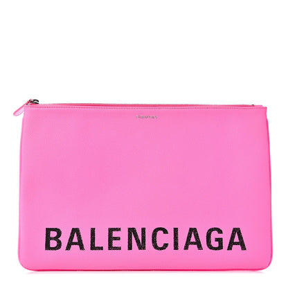 Balenciaga Calfskin Logo Large Zip Pouch Acid Pink 1 of 7