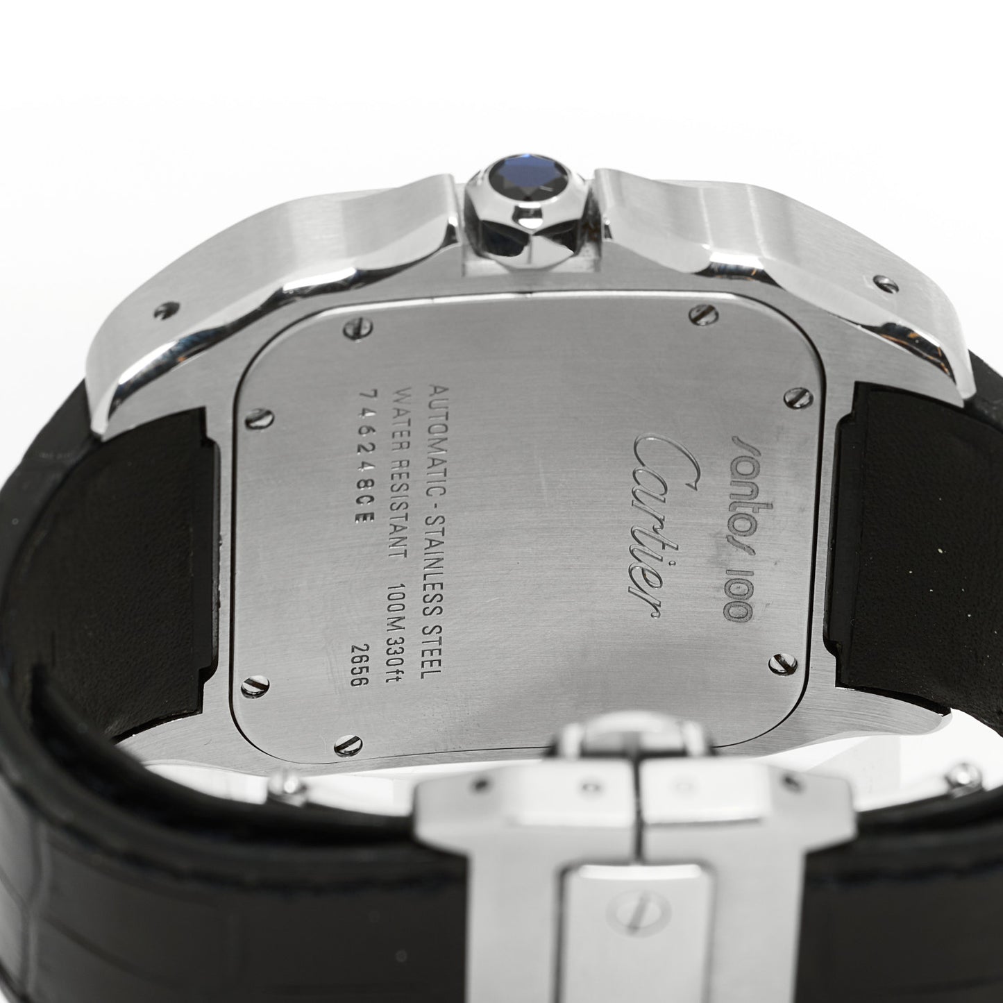 Stainless Steel Alligator 38mm Santos 100 Automatic Watch