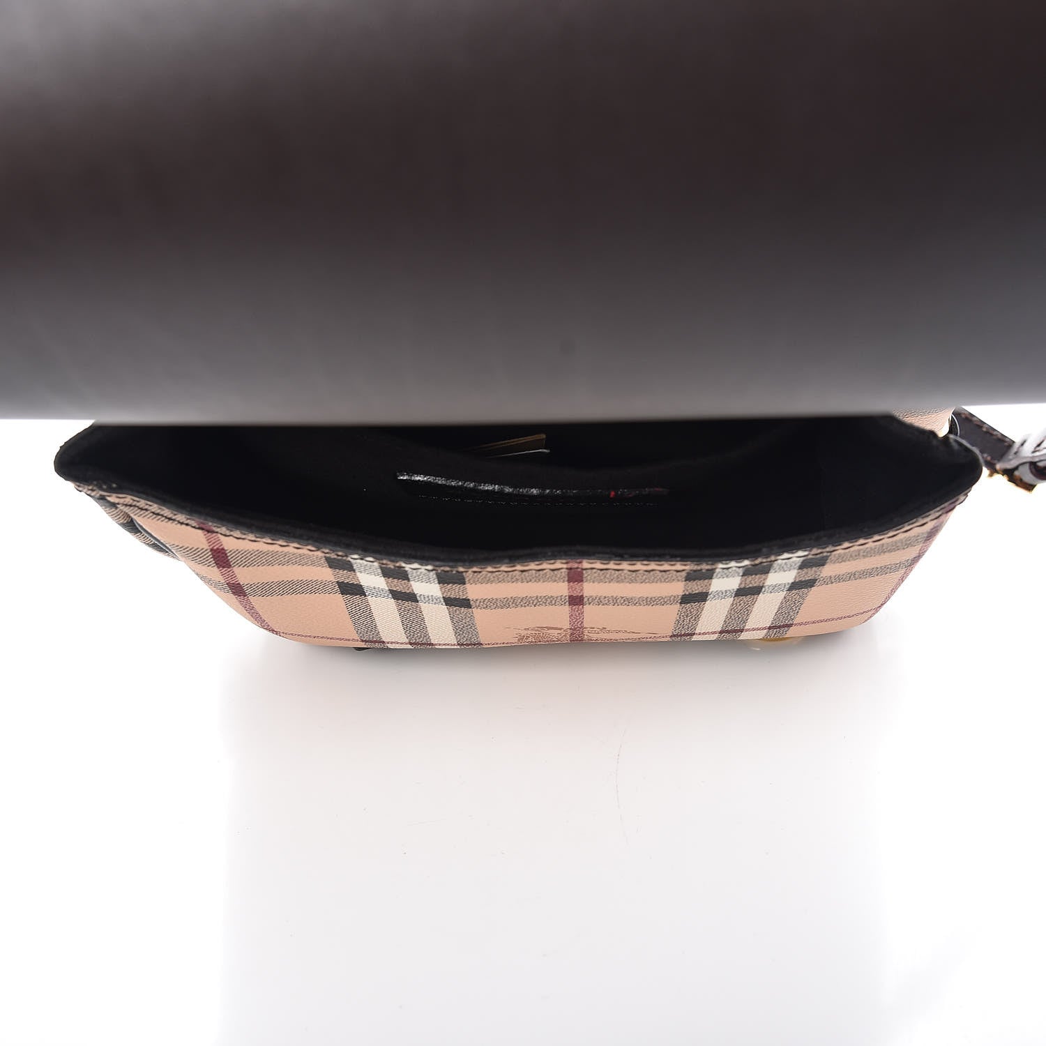 Burberry Haymarket Check Large Bridle Saddle Bag Dark Clove Brown 6 of 10