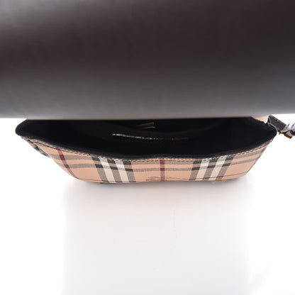 Burberry Haymarket Check Large Bridle Saddle Bag Dark Clove Brown 6 of 10