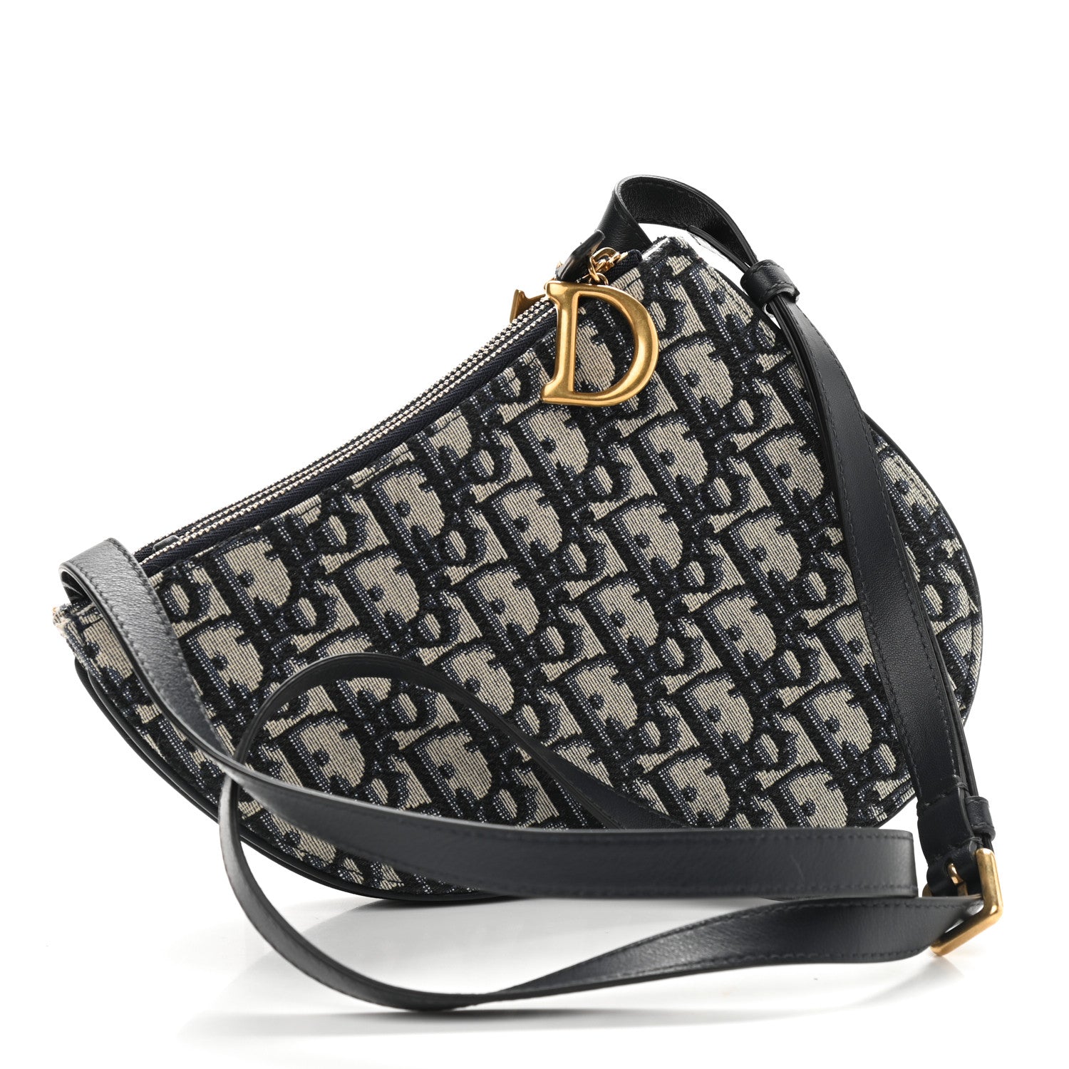 Christian Dior Oblique Saddle Pouch With Strap Navy Blue 3 of 7