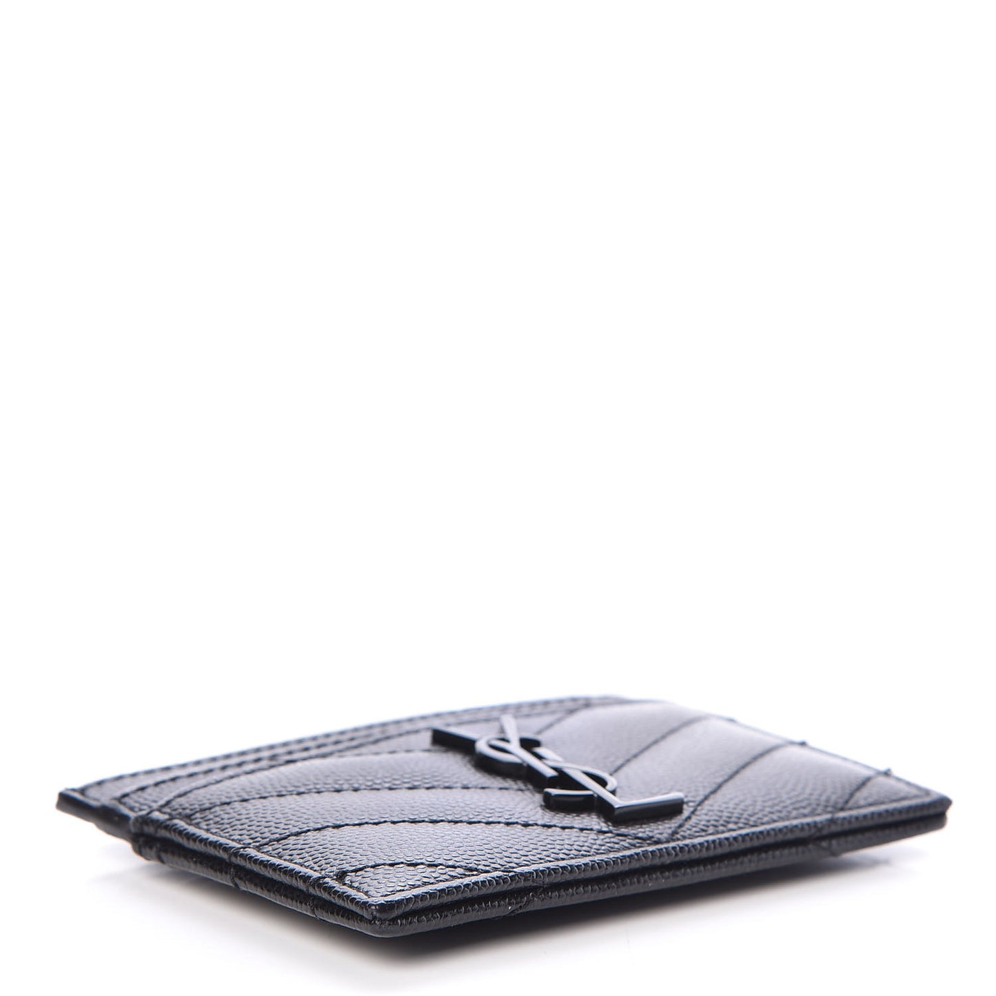Grain De Poudre Matelasse Chevron Monogram Credit Card Case Black