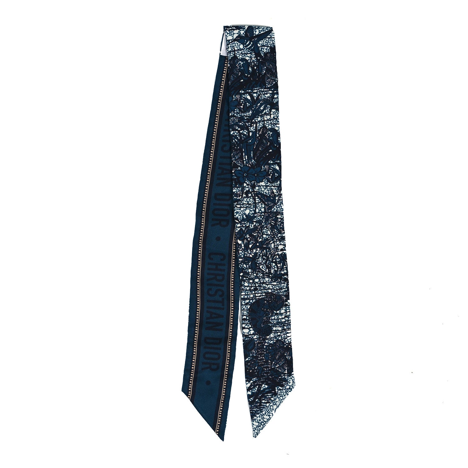 Christian Dior Silk Toile De Jouy Mitzah Scarf Dark Blue 2 of 3
