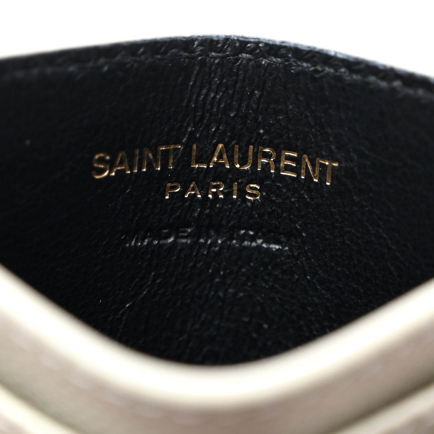 Saint Laurent Grain De Poudre Matelasse Chevron Monogram Credit Card Case Crema Soft 6 of 7