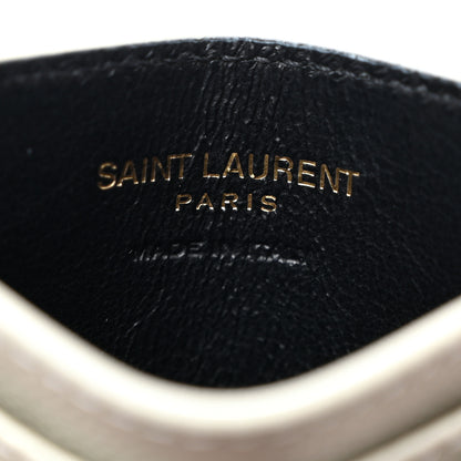 Saint Laurent Grain De Poudre Matelasse Chevron Monogram Credit Card Case Crema Soft 6 of 7