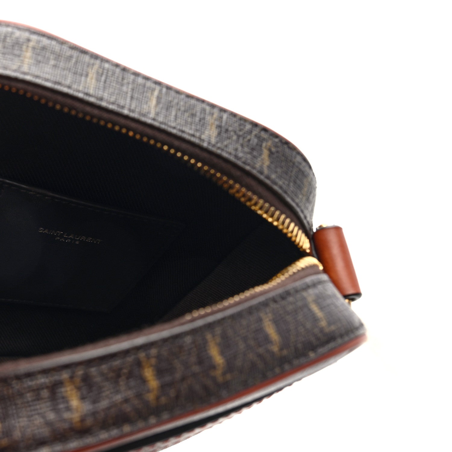 Saint Laurent Canvas Smooth Calfskin Le Monogramme Crossbody Pouch Chestnut 6 of 9