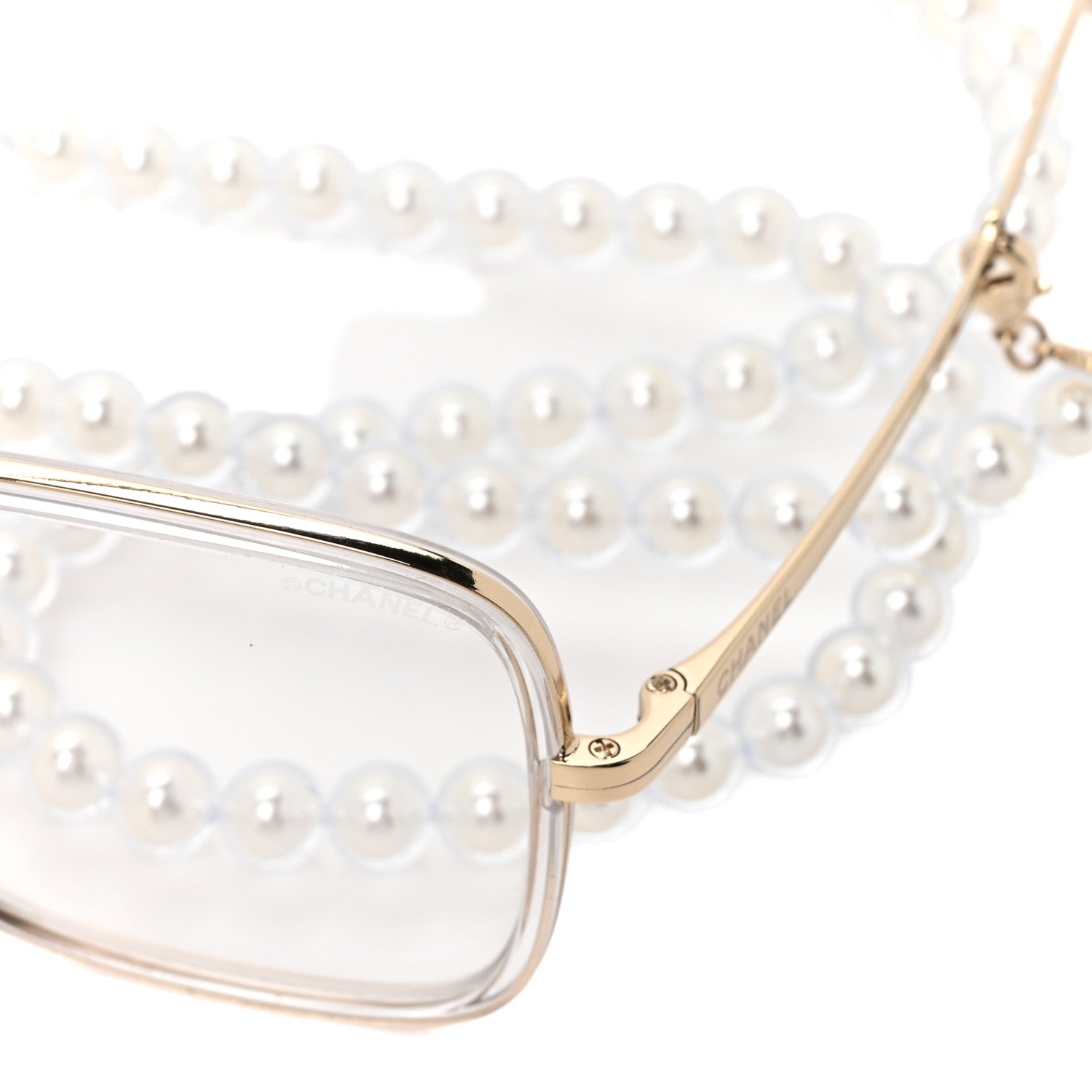 Chanel Metal Removable Pearl Chain Square Eyeglasses 2195-S Silver 7 of 8