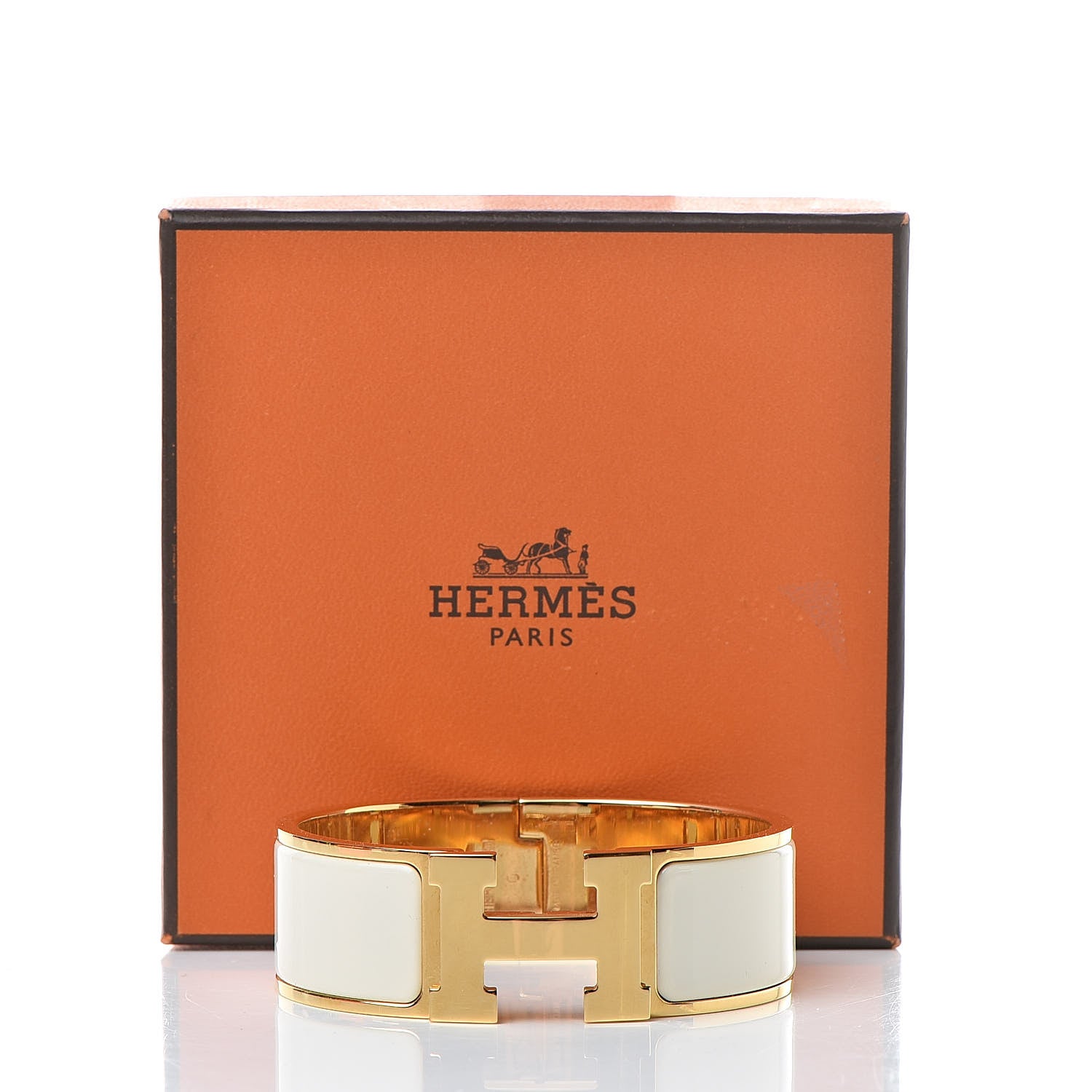 Hermes Enamel Wide Clic Clac H Bracelet PM White 6 of 6
