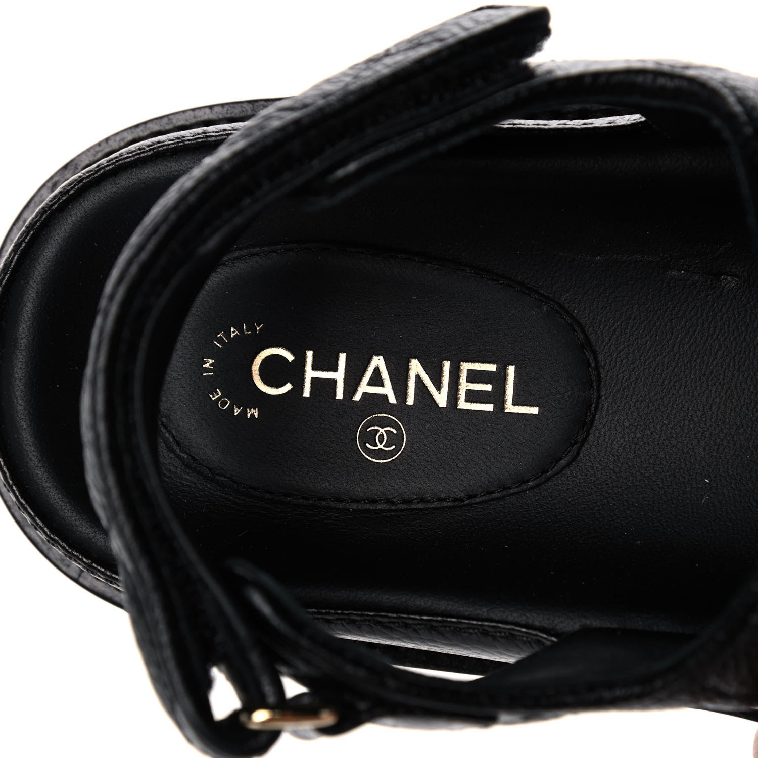 Chanel Grained Calfskin Velcro Dad Sandals 36.5 Black 7 of 9
