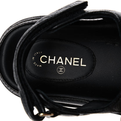 Chanel Grained Calfskin Velcro Dad Sandals 36.5 Black 7 of 9