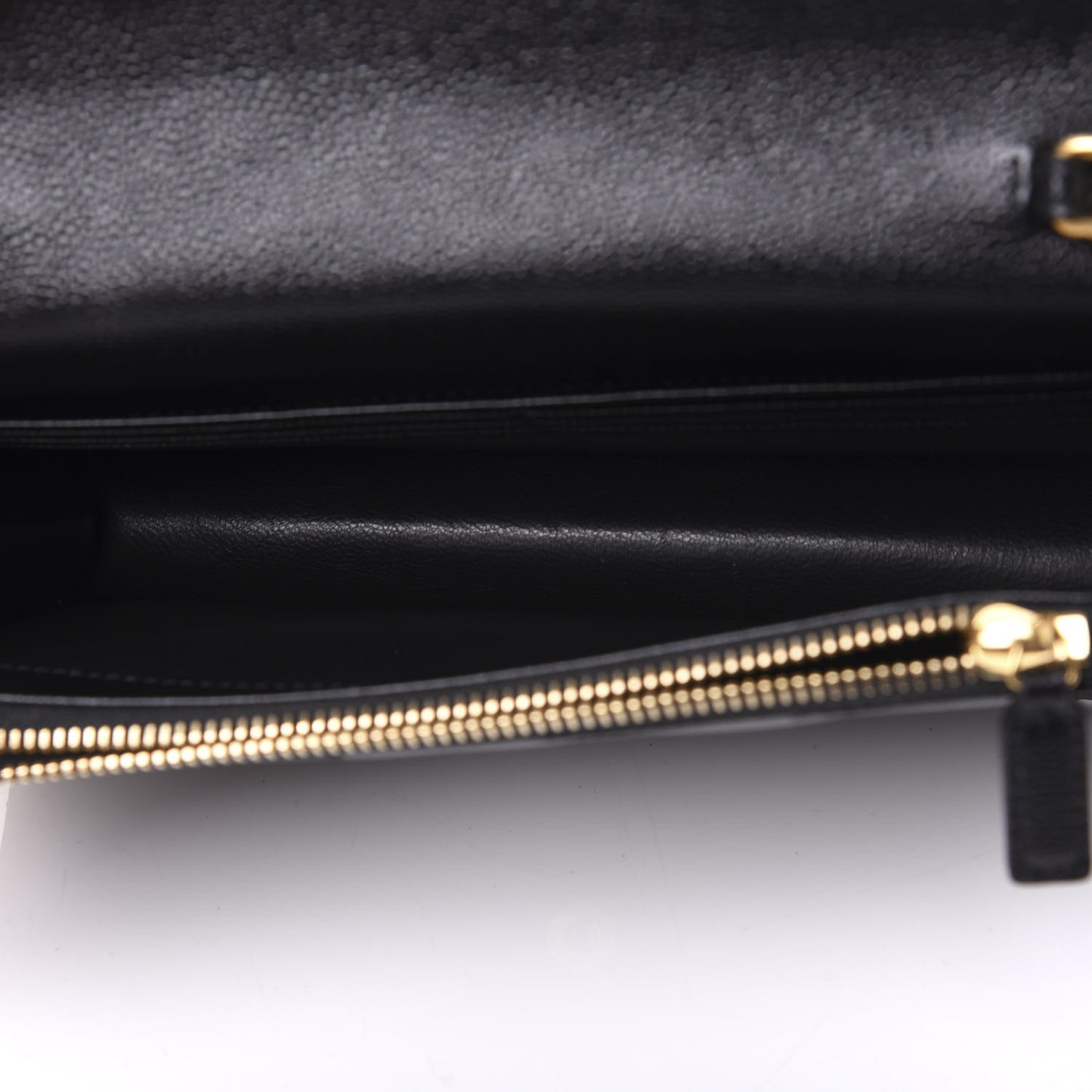 Grain De Poudre Matelasse Chevron Monogram Envelope Chain Wallet Black