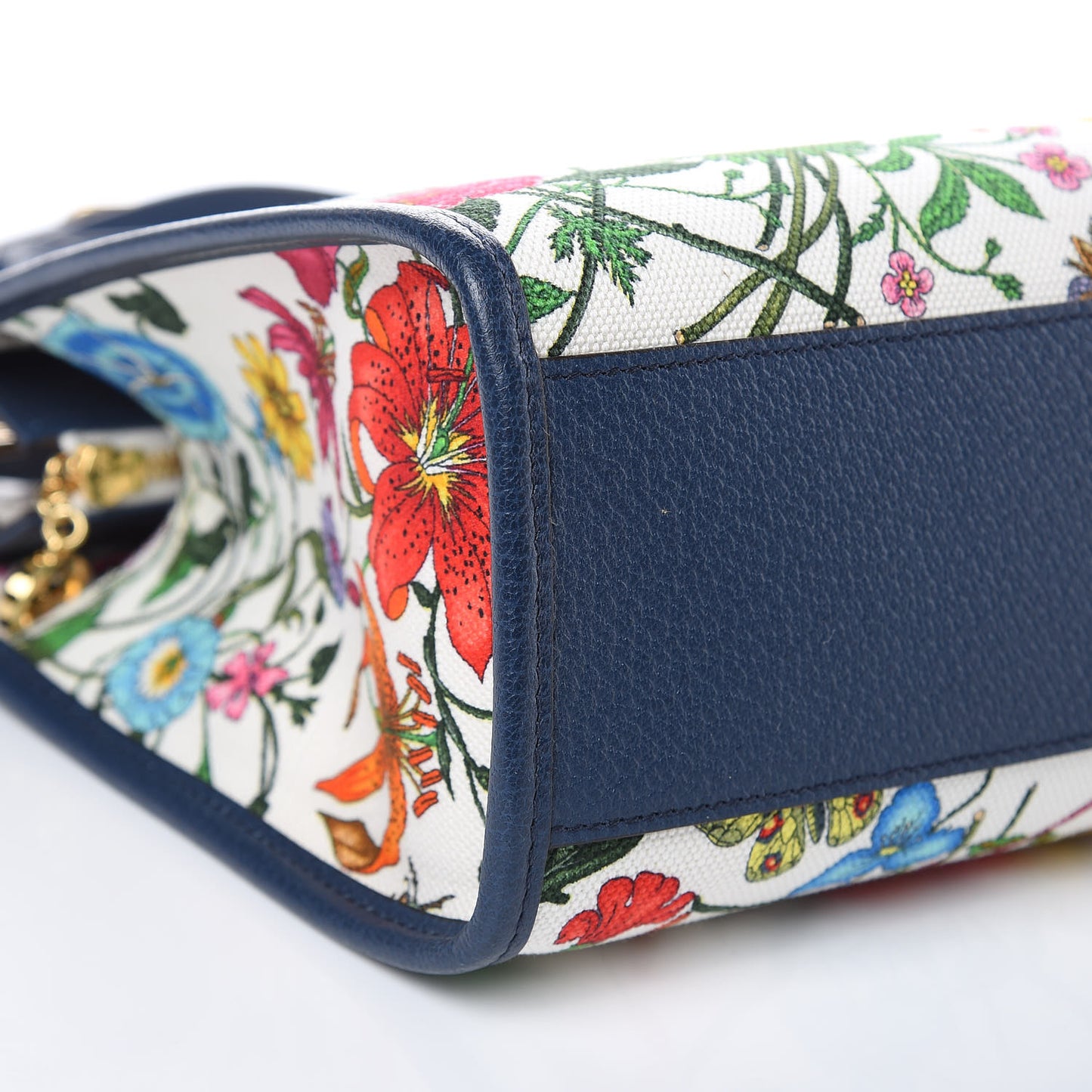Canvas Medium Flora Tote White Multicolor Blue Agata