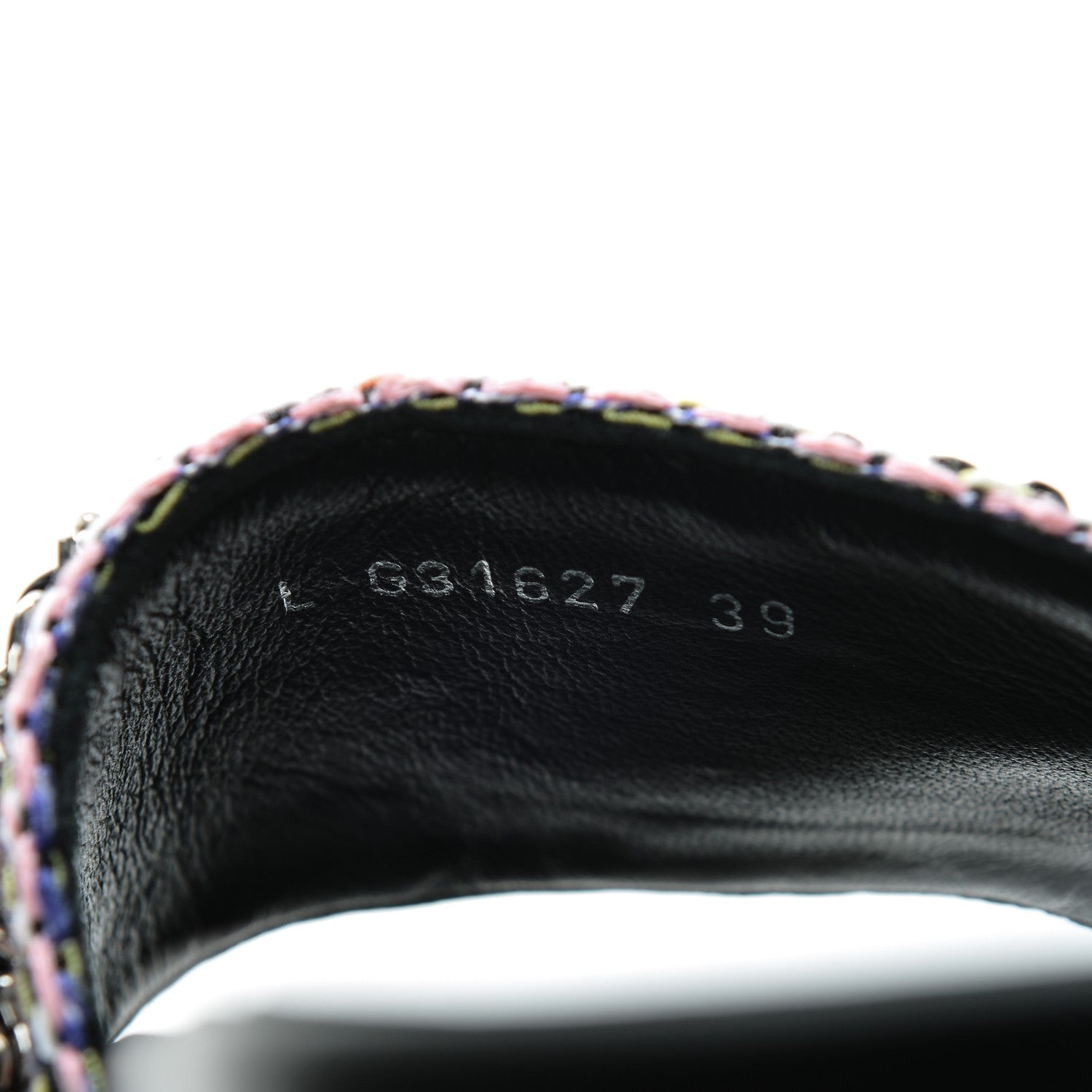 Chanel Tweed Lambskin Chain Flat Sandals 39 Black Multicolor 7 of 8