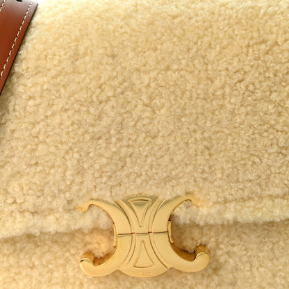 Celine Calfskin Triomphe Shearling Bag Natural Tan 8 of 10