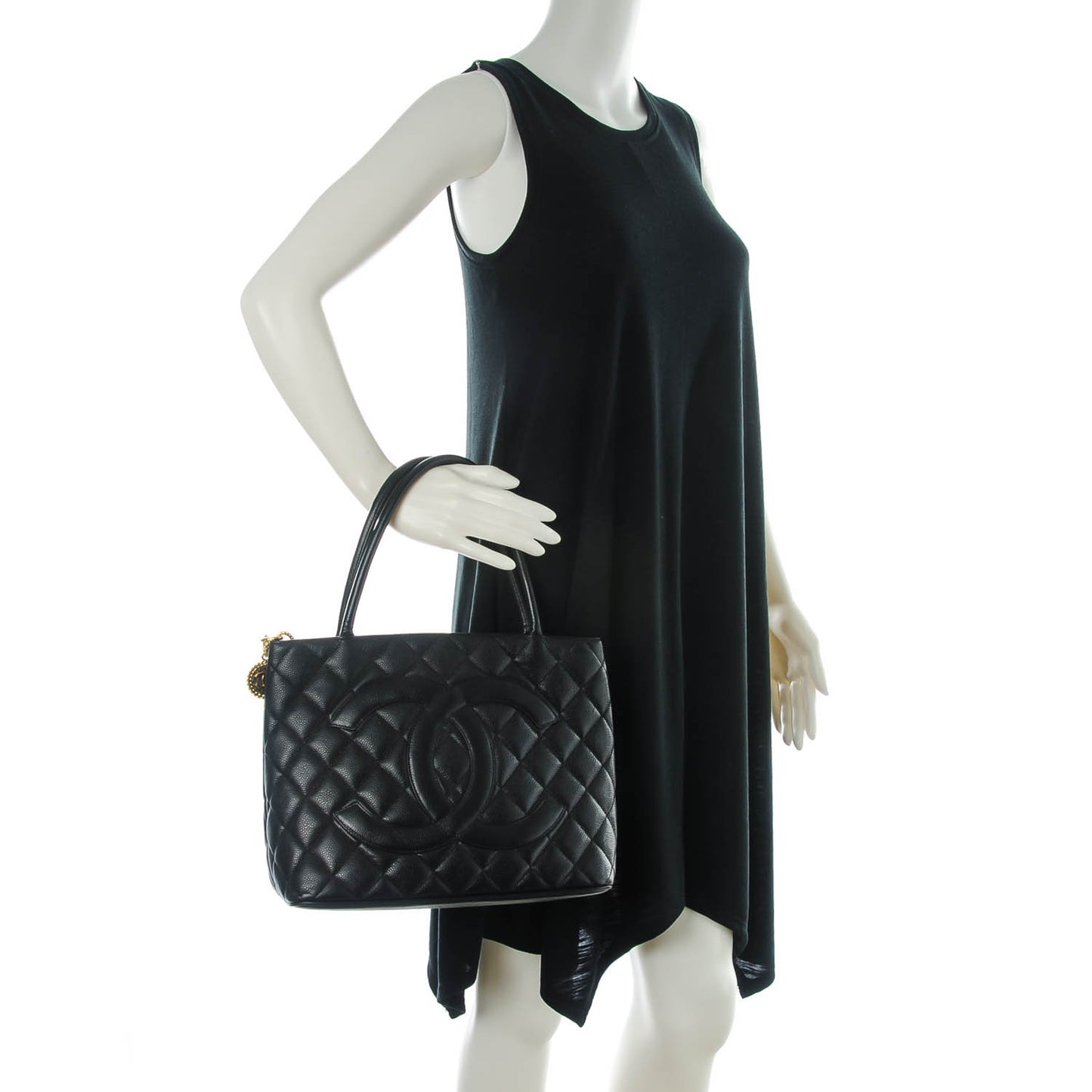 Caviar Quilted Medallion Tote Black