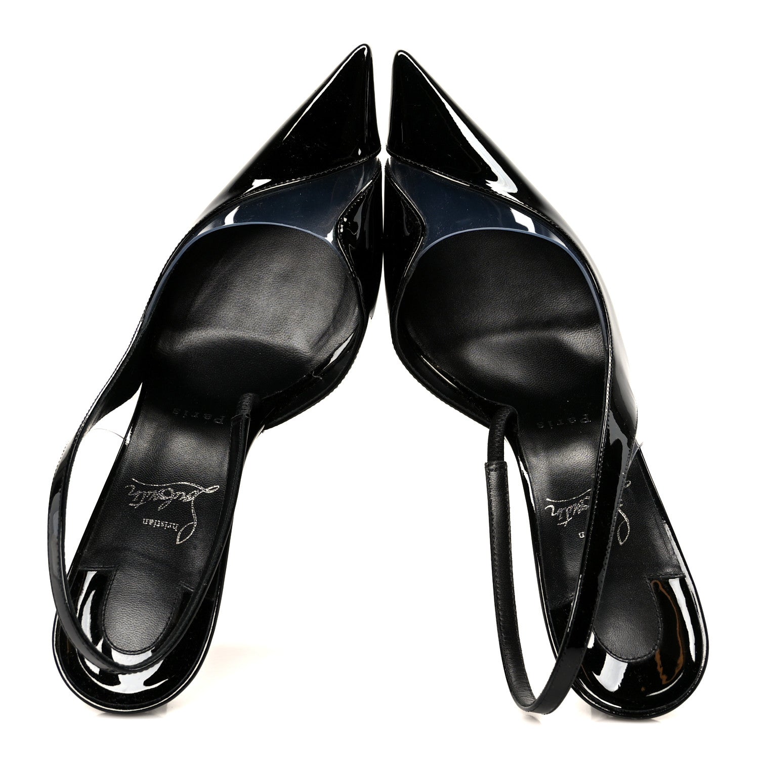 Christian Louboutin Patent PVC Posticha 80 Slingback Pumps 40 Black 2 of 9