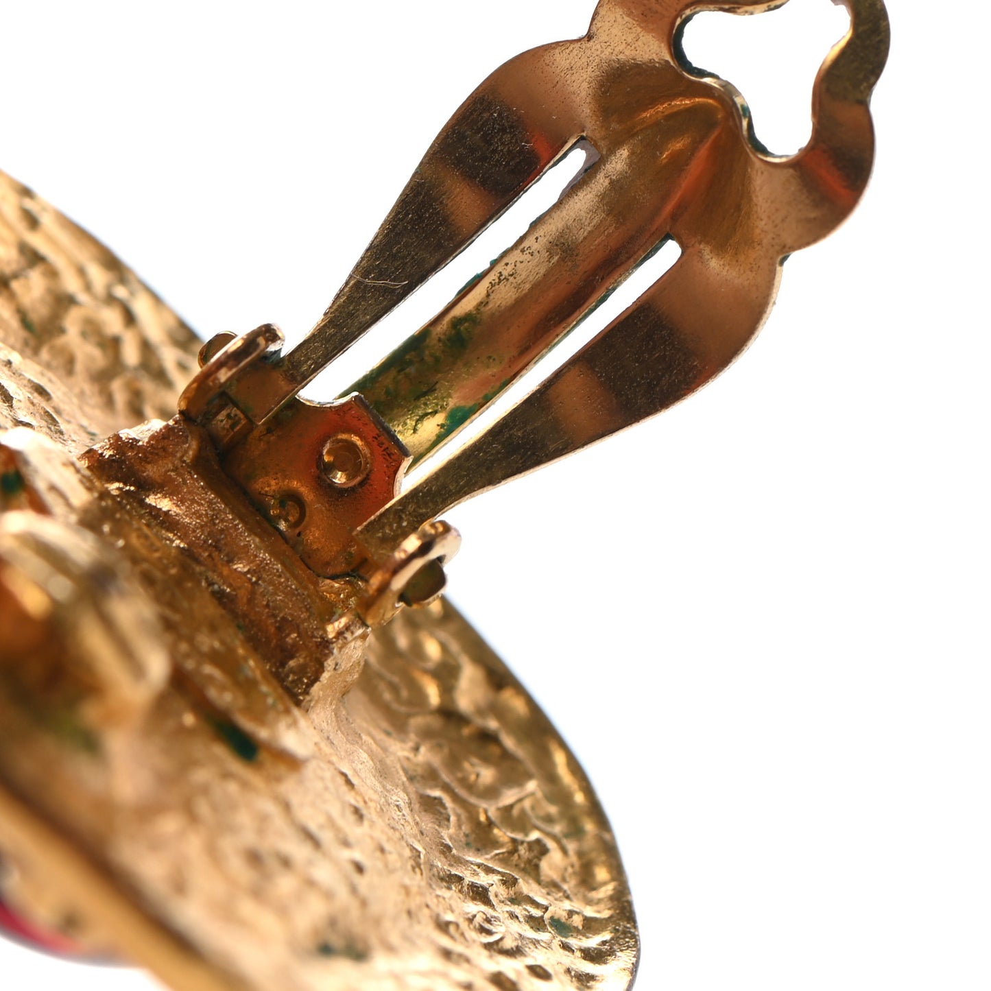 Gripoix Clip On Earrings Red Gold