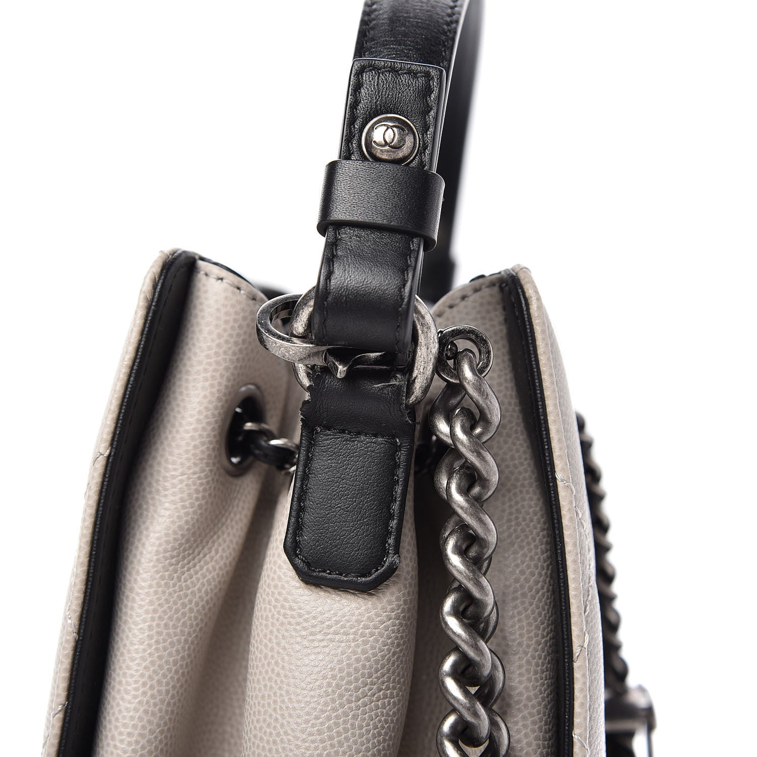 Chanel Caviar Quilted Small CC Bucket Bag Grey 12 of 12