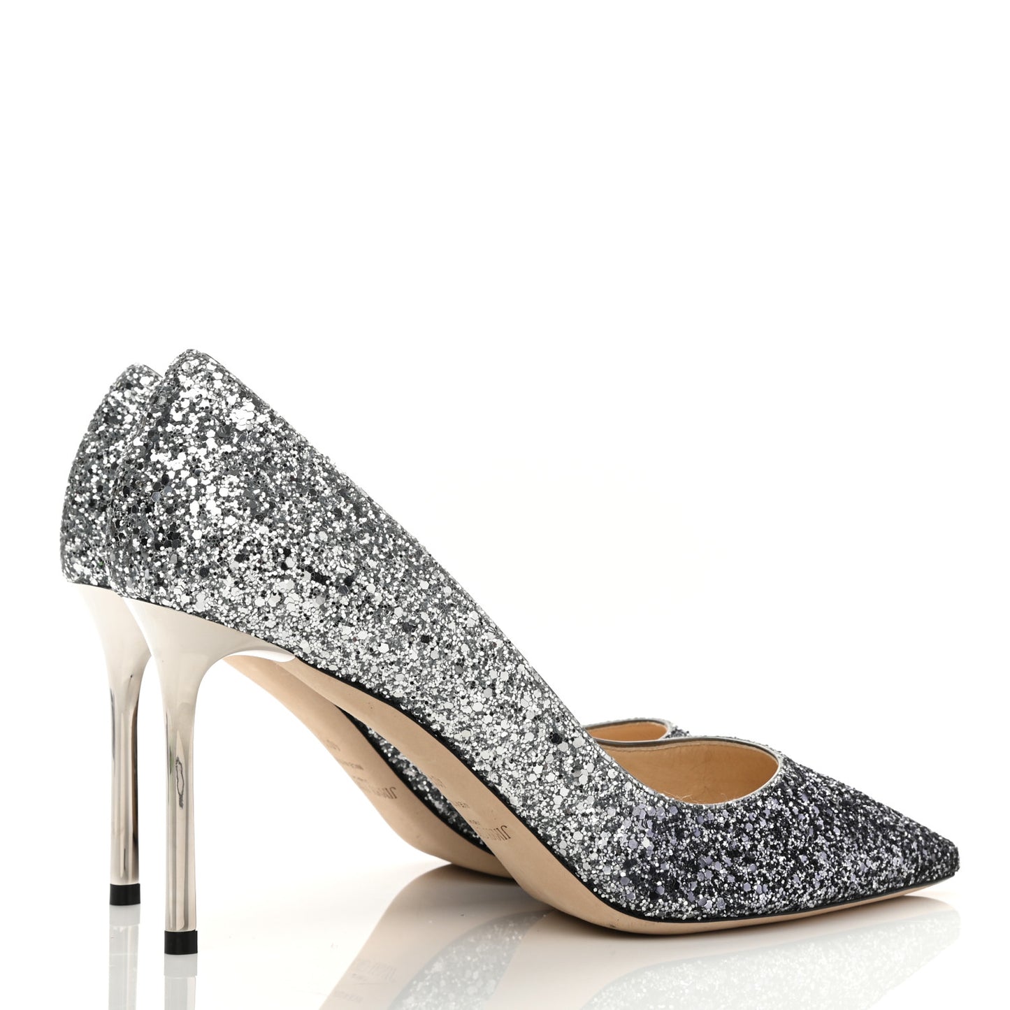 Coarse Glitter Degrade Pointy Toe Romy 100 Pumps 40.5 Navy Silver