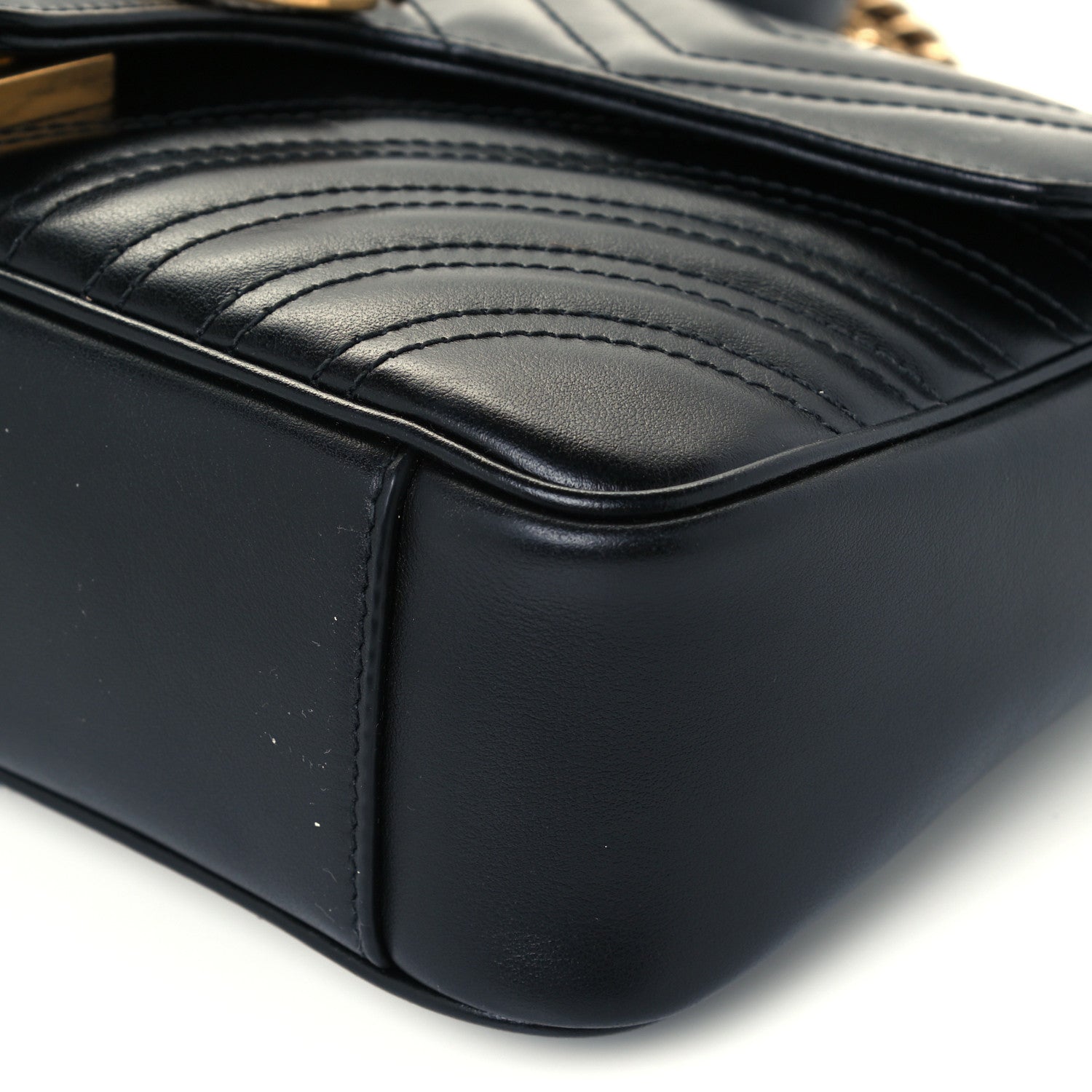 Gucci Calfskin Matelasse Small GG Marmont Shoulder Bag Black 11 of 12