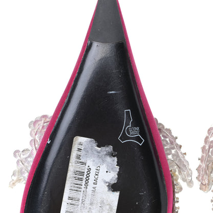 Balenciaga Satin Sequin Embellished Slash Slippers 37 Fuchsia 6 of 7