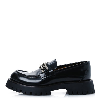 Gucci Cordovan Lux Mens Jeanne Platform Lug Sole 30/45mm Loafers 9 Black 1 of 12