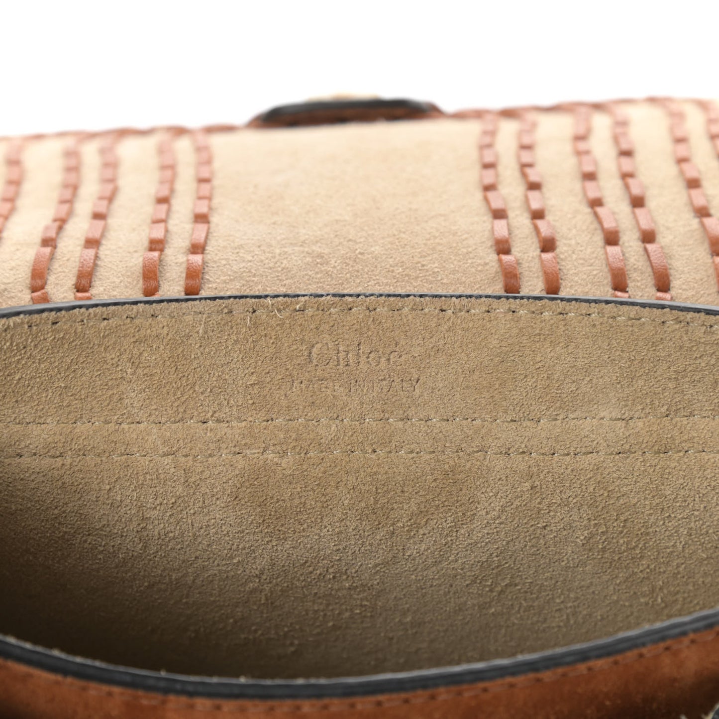 Suede Calfskin Braided Mini Hudson Shoulder Bag Caramel