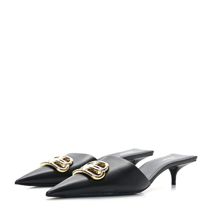 Balenciaga Soft Nappa BB Square Knife Pointed Toe 40mm Mules 37 Black 3 of 8