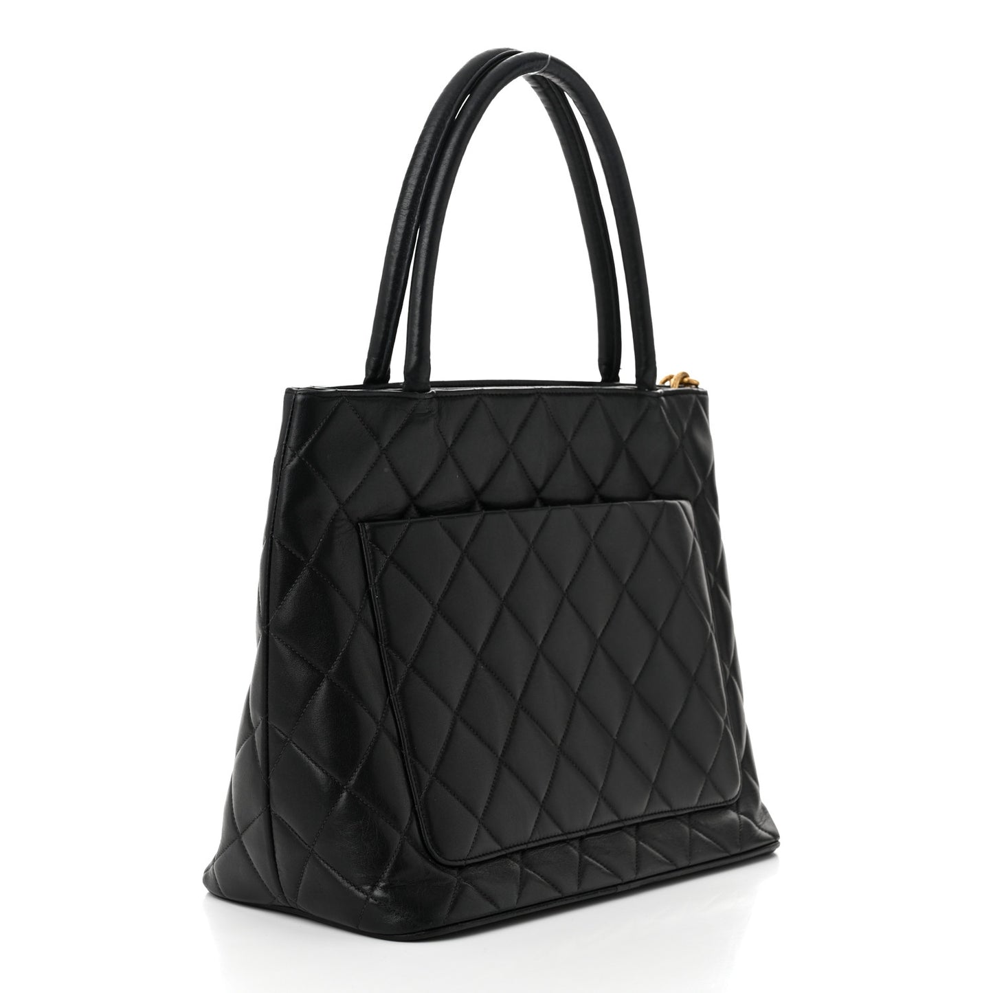 Lambskin Quilted Medallion Tote Black