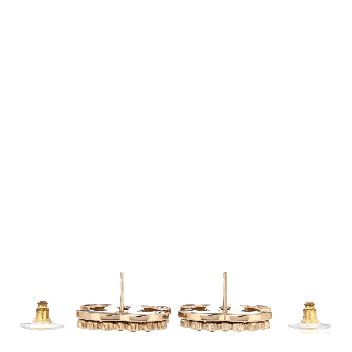 Crystal CC Earrings Black Gold