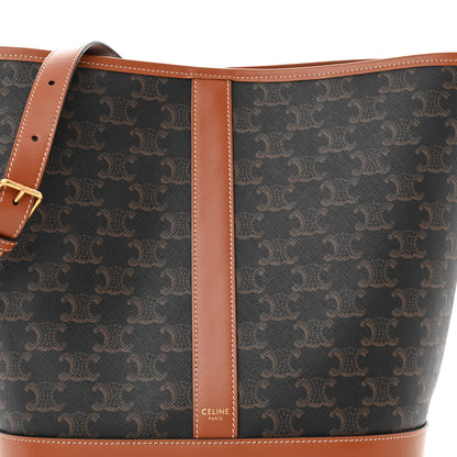 Celine Triomphe Canvas Calfskin Medium Bucket Bag Tan 9 of 15