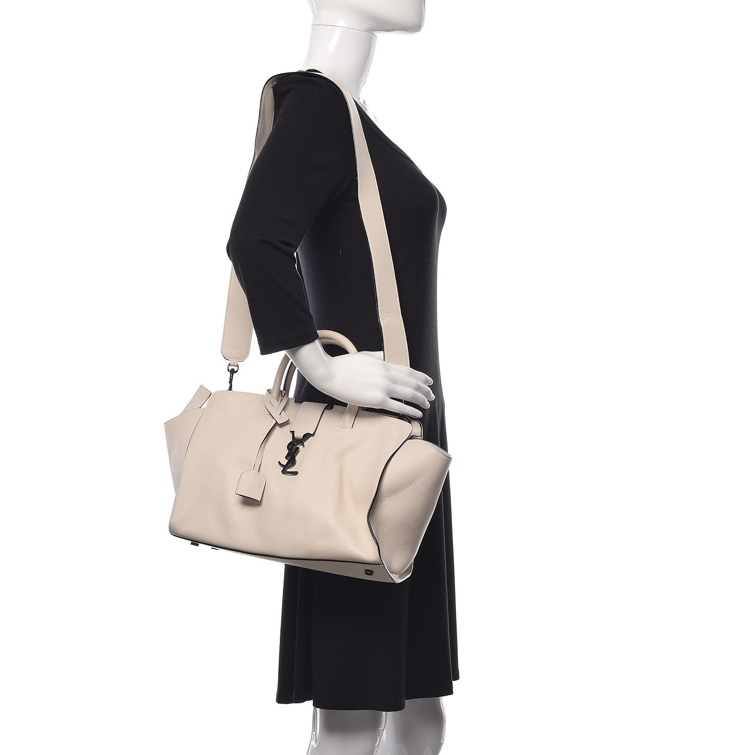 Saint Laurent Calfskin Small Monogram Cabas Dove White 2 of 15