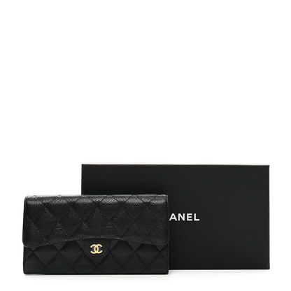 Chanel Caviar Quilted Large Gusset Flap Wallet Black 9 of 9