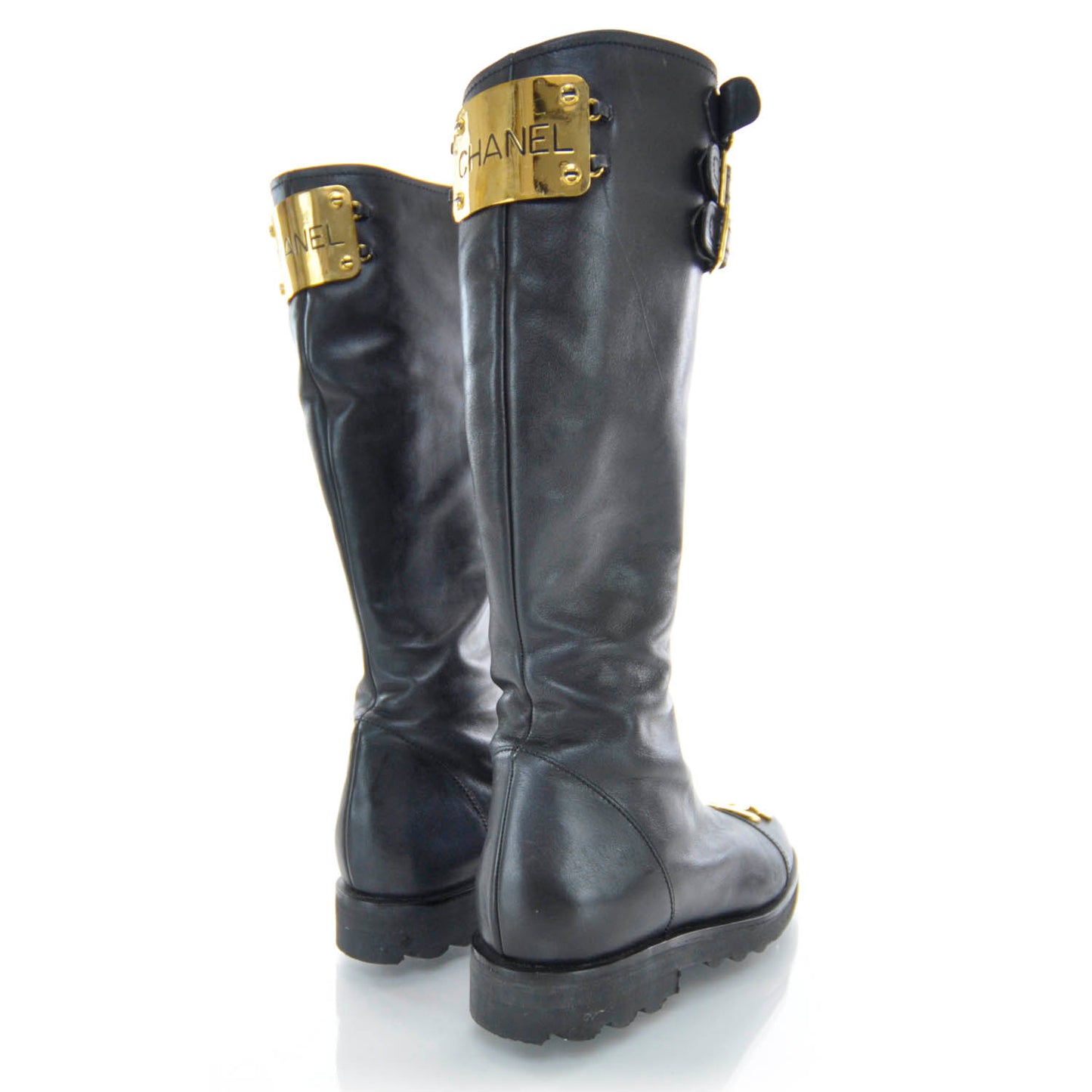 Leather CC Combat Boots 39 Black