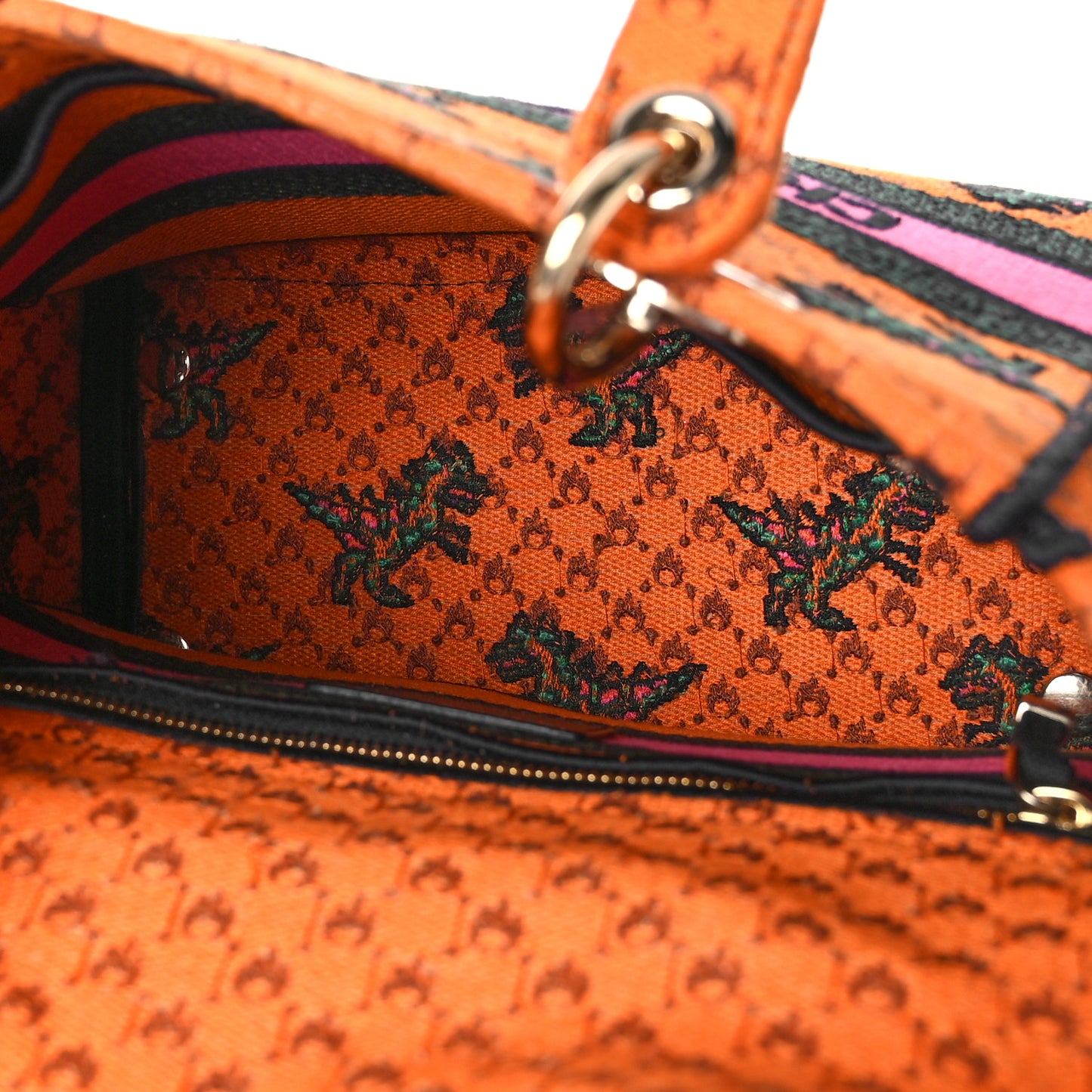 Canvas Embroidered Dino Medium Lady D-Lite Orange Multicolor