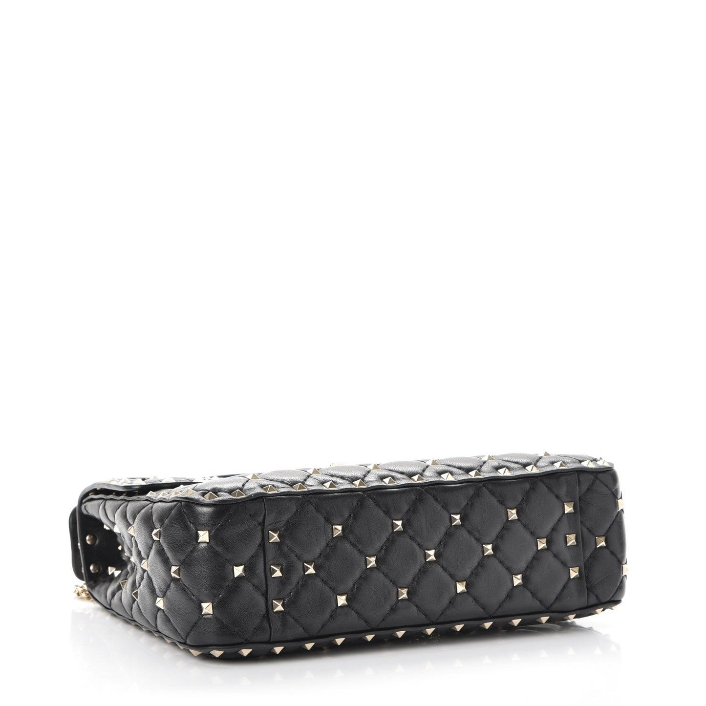 Lambskin Medium Rockstud Spike Shoulder Bag Black