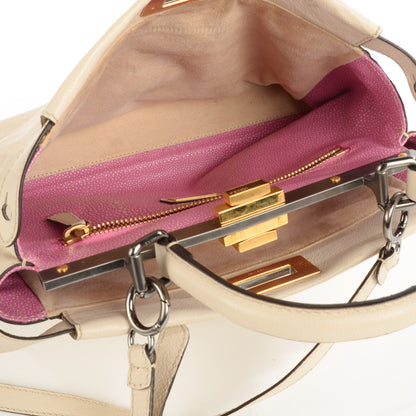 Fendi Goatskin Stingray Medium Peekaboo Iconic Satchel White Pink 6 of 10