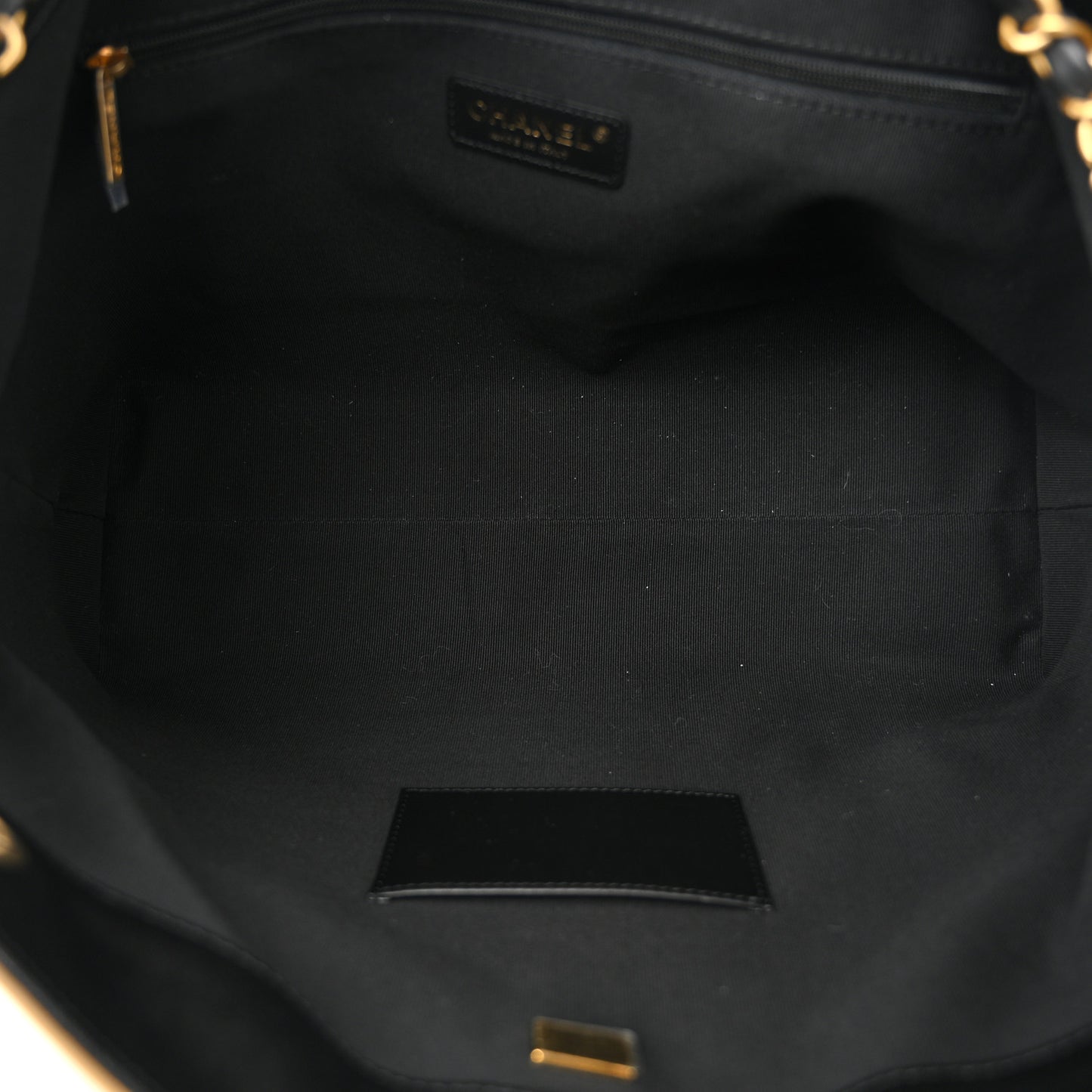 Suede Shiny Lambskin Quilted Small Shopping Bag  Beige Black