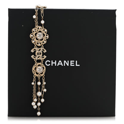 Chanel Pearl Crystal CC Camellia Choker Necklace Gold 6 of 6