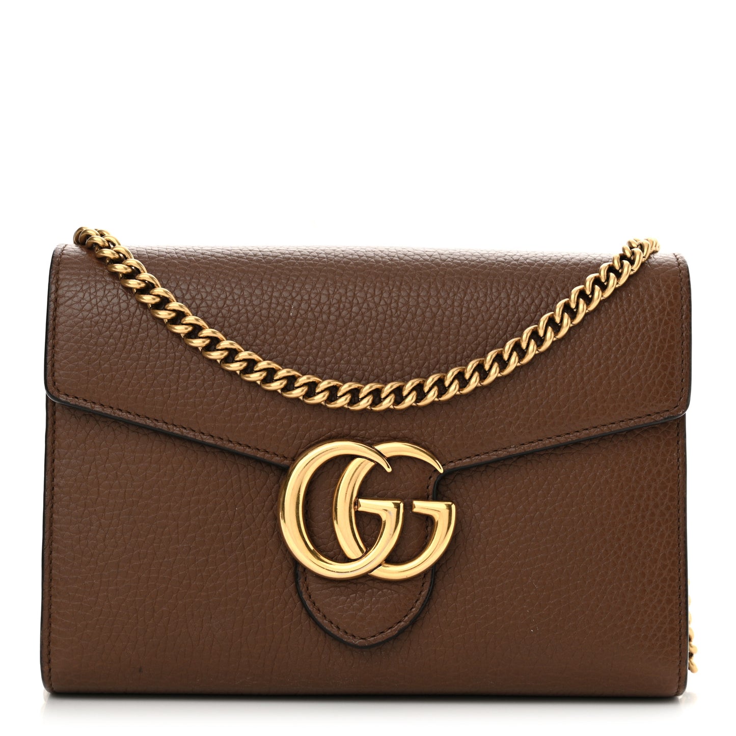 Cellarius Calfskin GG Marmont Chain Wallet Nut Brown